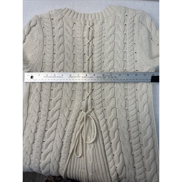 CABI Cottagecore Ethereal Corset Lace Cable Knit Sweater Cream Ivory 3157 S - Picture 9 of 11